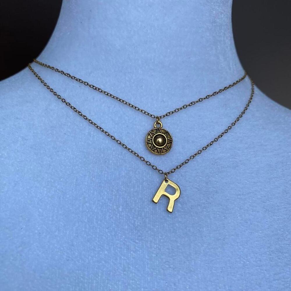 Handmade r initial necklace 18k
